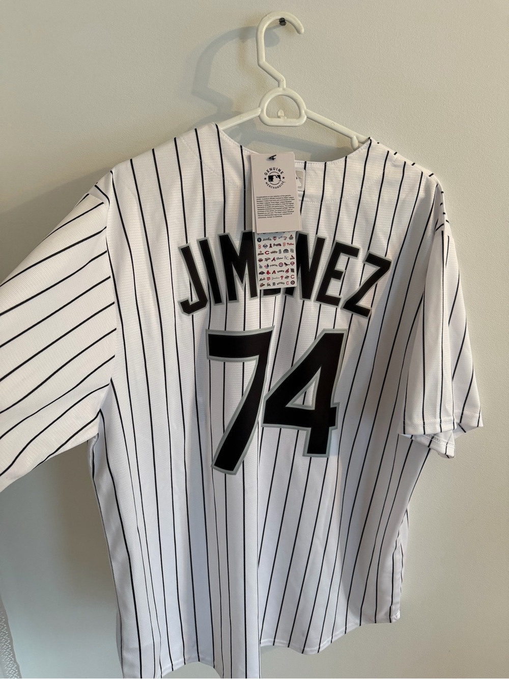 Nike MLB Pinstripe Baseball Jersey - White with Black Stripes